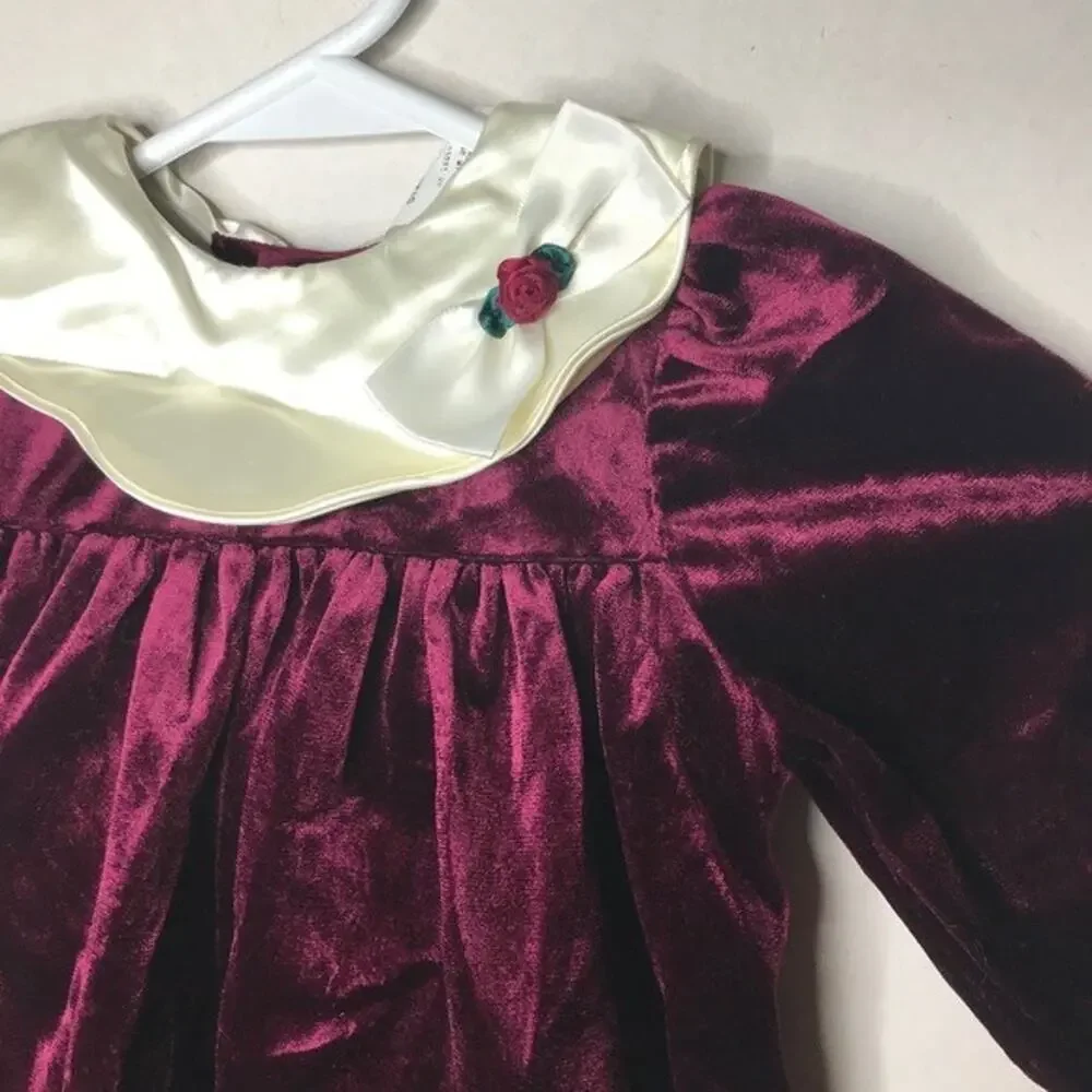 Vintage Carters Baby Girl Velvet Holiday Collared